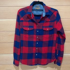 Jachs Girlfriend Plaid Flannel Shirt with Snaps